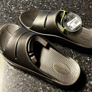 Oofos OOahh Unisex black recovery slides sandals #1100 size M7 W9 EU 40 NEW